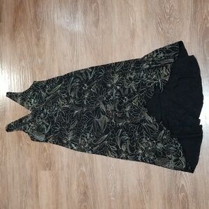 (10P) Jessica Tropical Palm Print Midi High Low Empire Waist Dress Vacation Boho